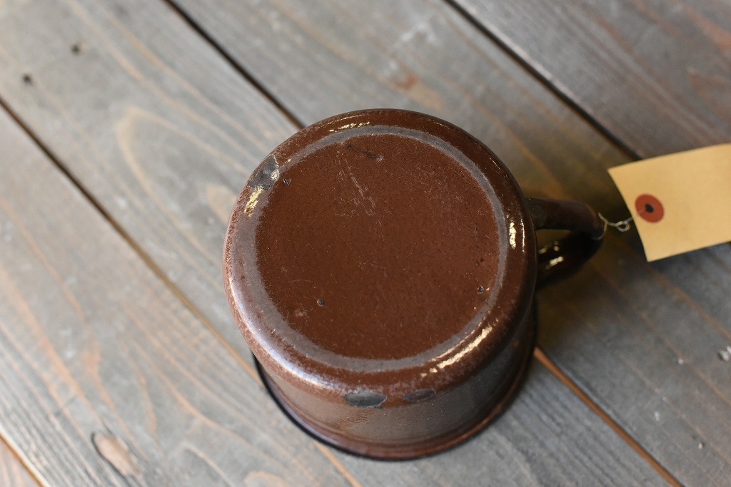 103834 ヴィンテージ ホーロー製　ミルクパン　ビックマグカップ　MADE IN ENGLAND　英国