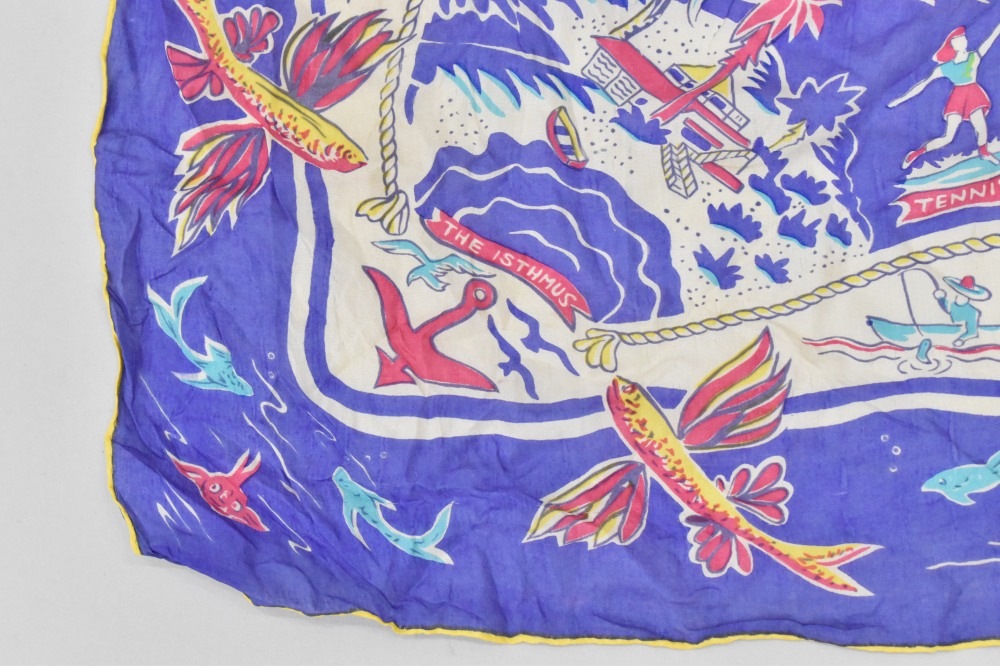 108778 ヴィンテージ 大判 スーベニア スカーフ  シルク100% Souvenir scarf