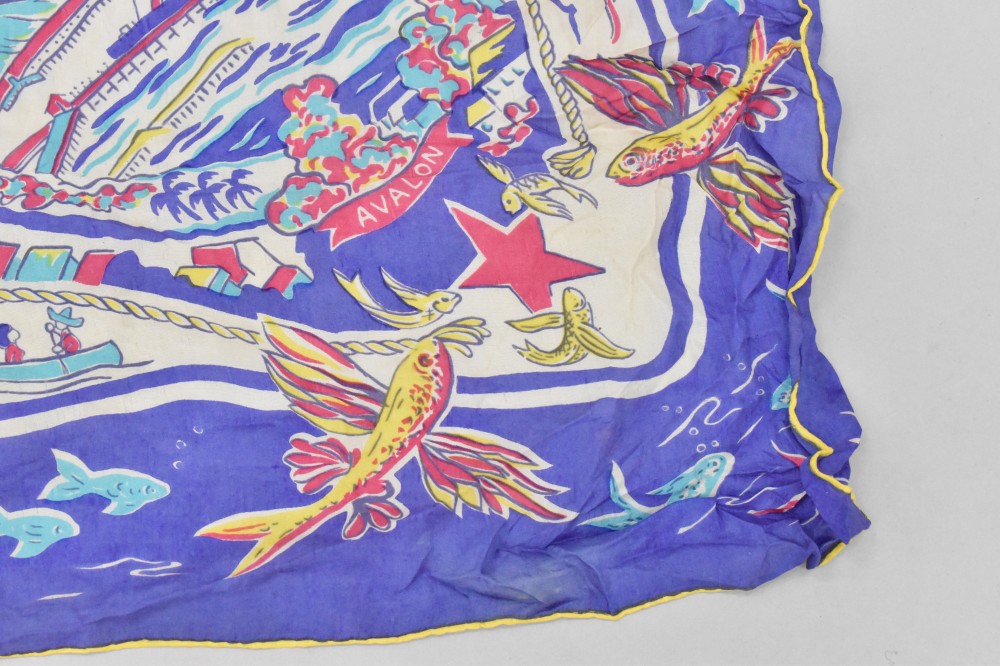 108778 ヴィンテージ 大判 スーベニア スカーフ  シルク100% Souvenir scarf