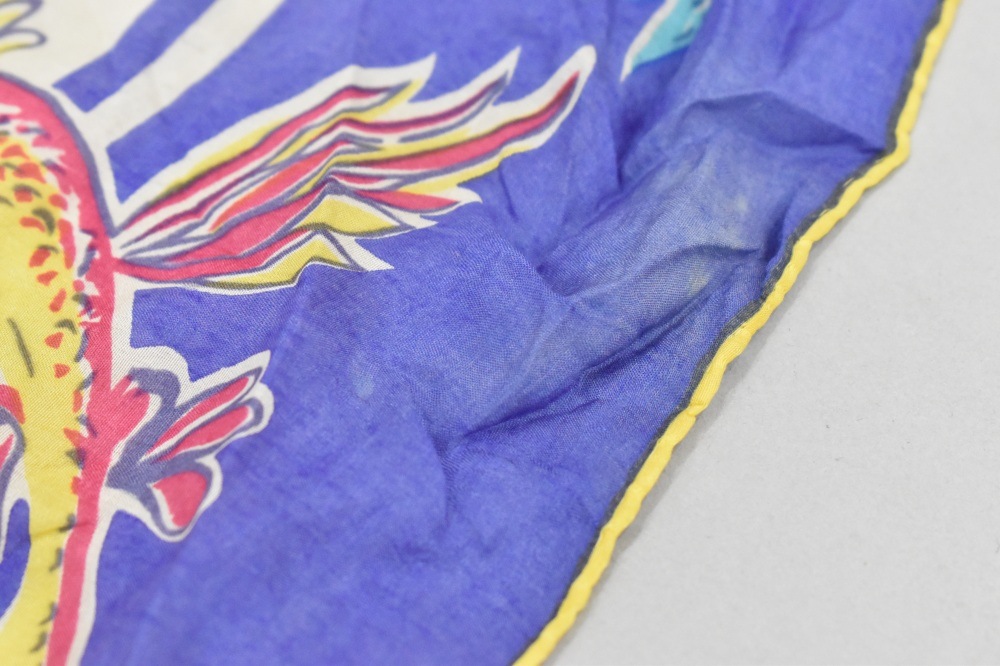 108778 ヴィンテージ 大判 スーベニア スカーフ  シルク100% Souvenir scarf