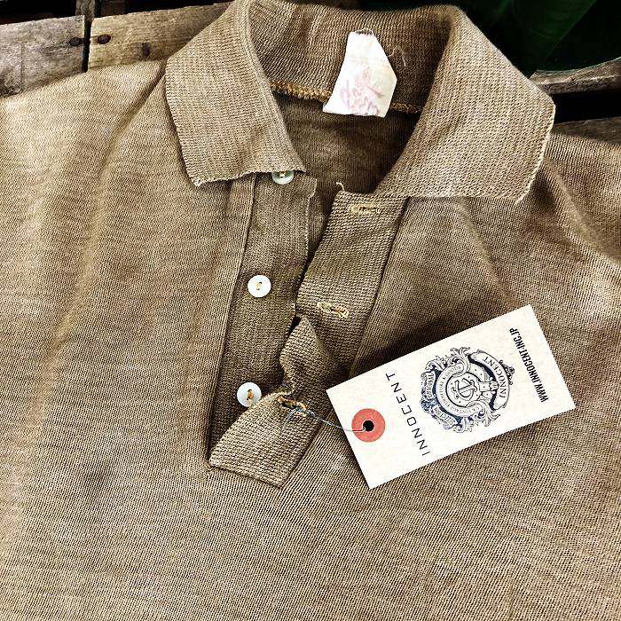 105907 ヨーロッパ　ニットポロ　シャツ 「PARIS」MADE IN FRANCE 虫食い　汚れあり