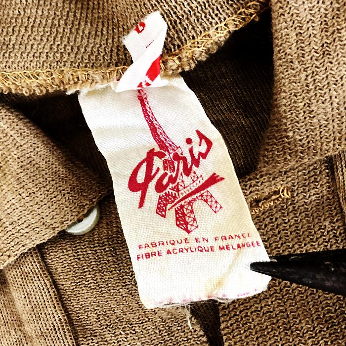 105907 ヨーロッパ　ニットポロ　シャツ 「PARIS」MADE IN FRANCE 虫食い　汚れあり