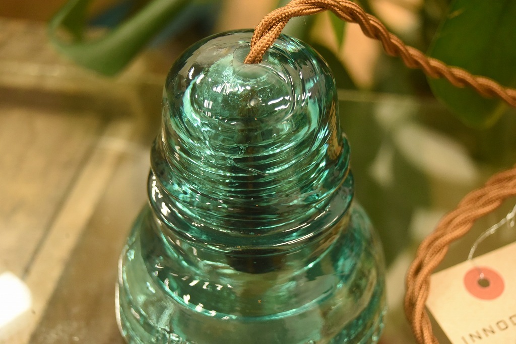 104773　インダストリアル　ガラスインシュレーター　ランプ　照明　USA　　碍子　i008