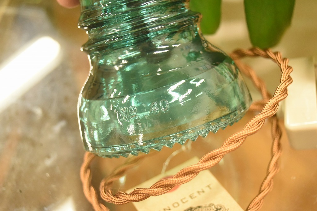 104773　インダストリアル　ガラスインシュレーター　ランプ　照明　USA　　碍子　i008