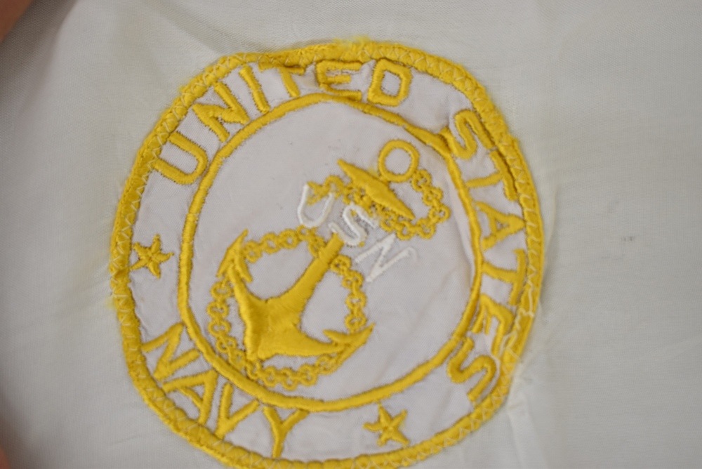 108840 ヴィンテージ 大判 スカーフ USN（United States Navy） アメリカ海軍 刺繍