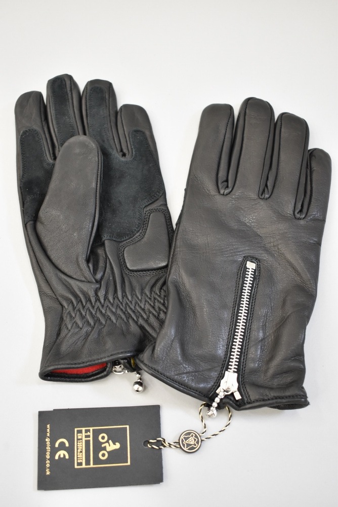 英国 「GOLDTOP」「Zipped Cruiser Gloves」 本革カフェレーサーグローブ　　10%ポイント還元