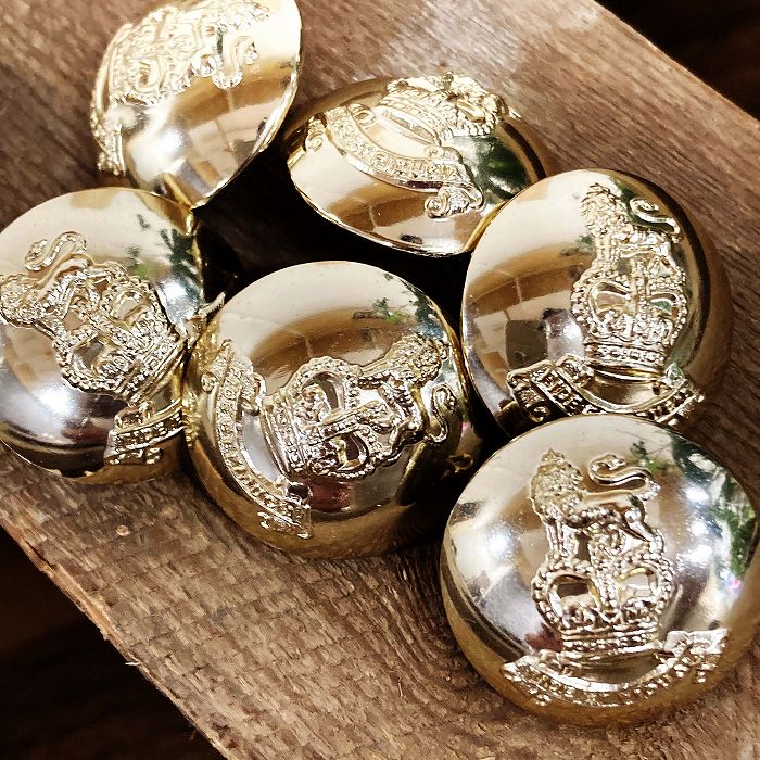 105961 英国　FIDE ET FIDUCIA  Royal Army ボタン　6個セット　真鍮製紋章 