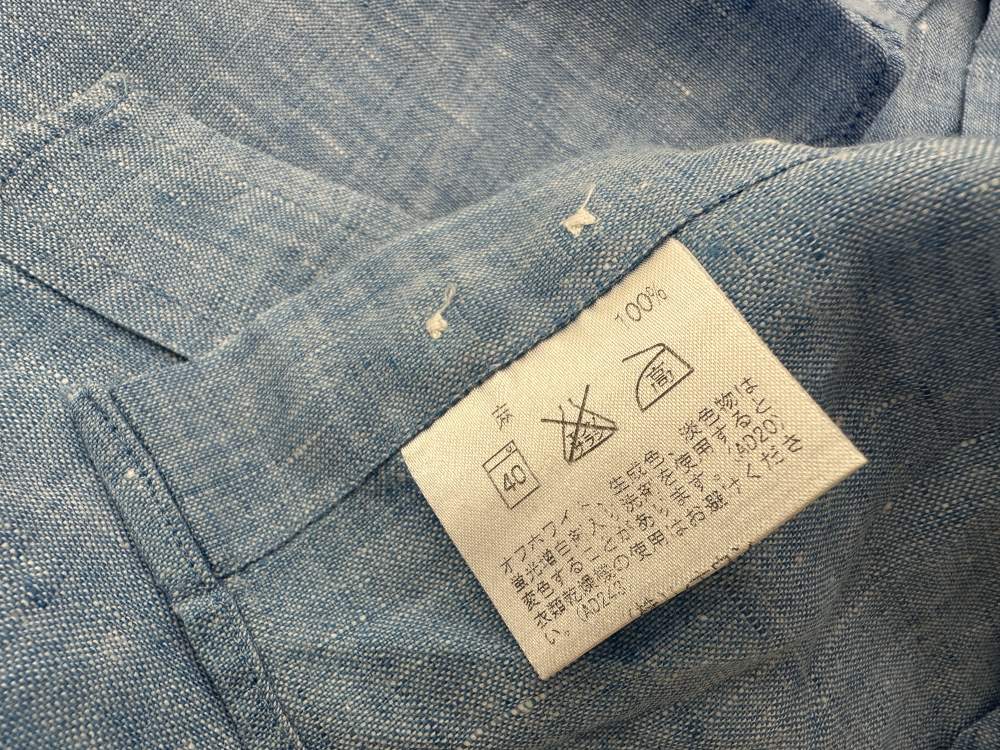 109584 「Acuascutum」半袖 リネンシャツ Large ブルー系