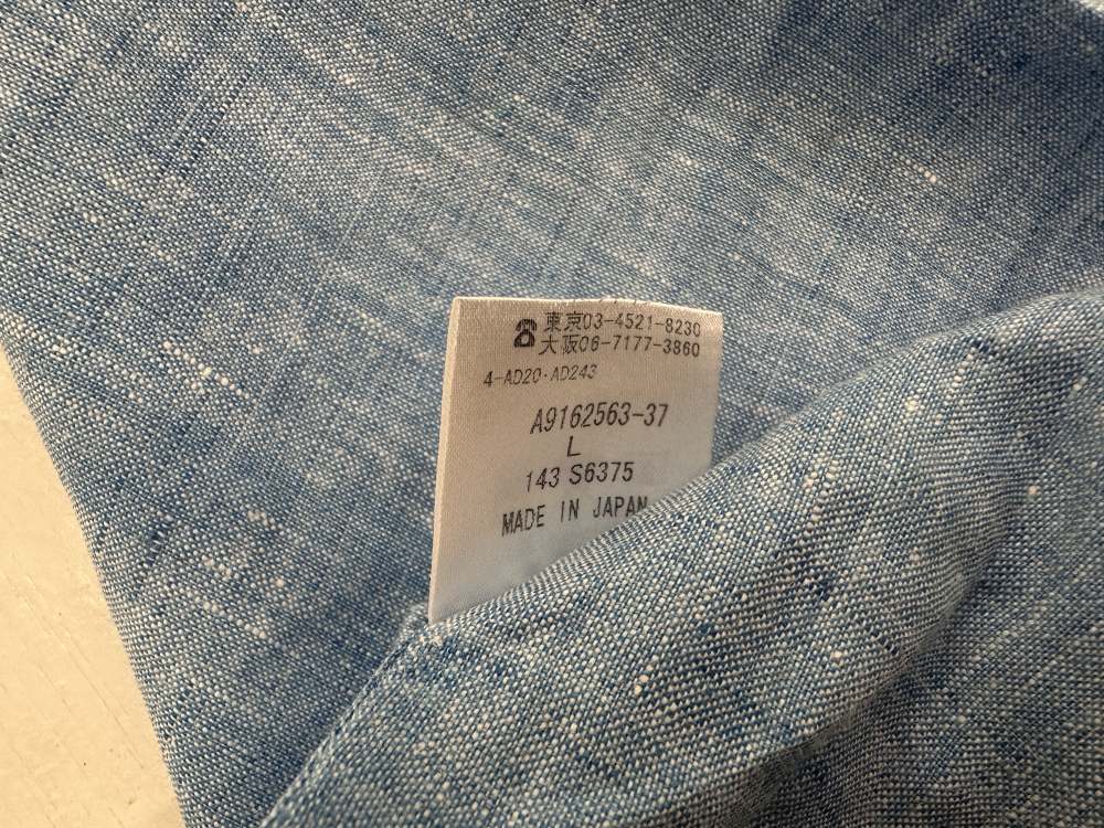 109584 「Acuascutum」半袖 リネンシャツ Large ブルー系
