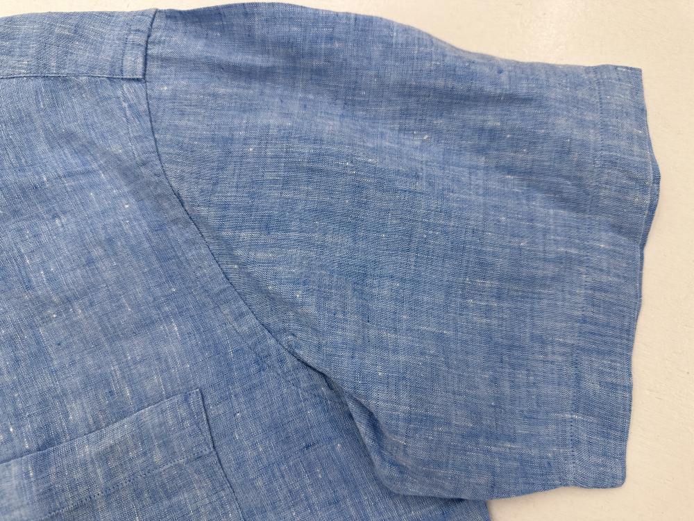 109584 「Acuascutum」半袖 リネンシャツ Large ブルー系