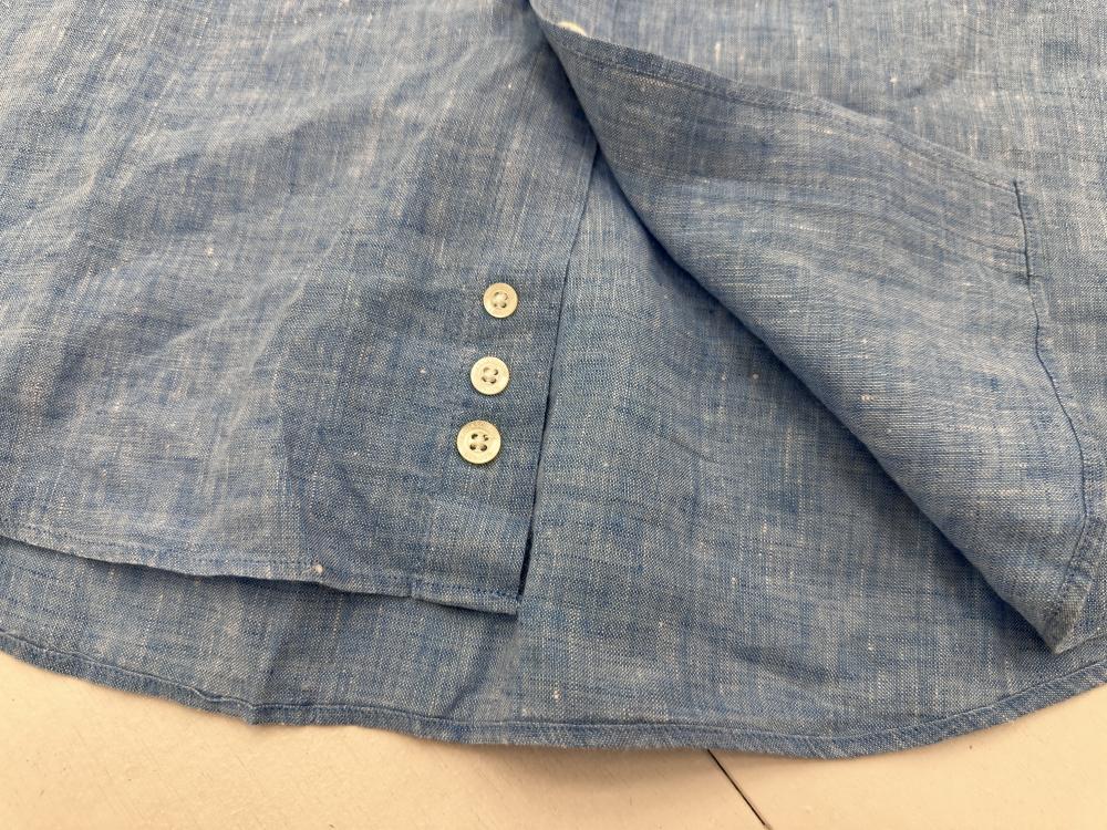 109584 「Acuascutum」半袖 リネンシャツ Large ブルー系