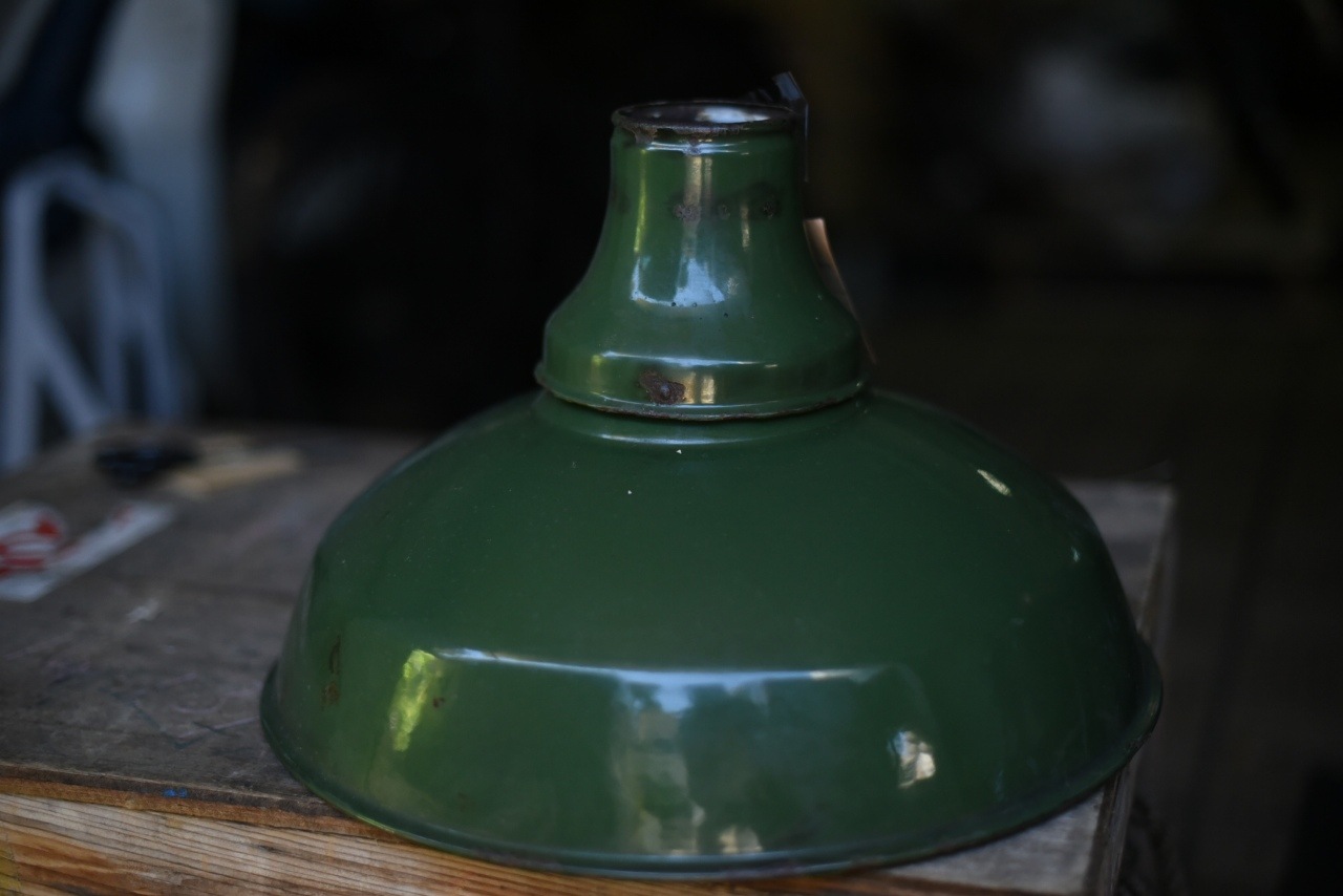 102017 UK ヴィンテージ　エナメル　ランプシェード　ホウロウ