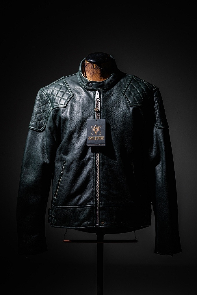 RG 英国 「GOLDTOP」 「The '76 Cafe Racer Jacket」 レザージャケット COLOR：Racing Green　　送料無料