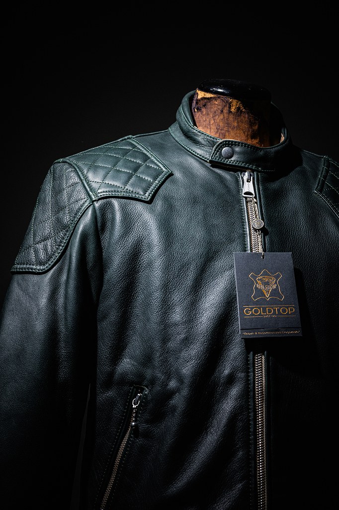 RG 英国 「GOLDTOP」 「The '76 Cafe Racer Jacket」 レザージャケット COLOR：Racing Green　　送料無料
