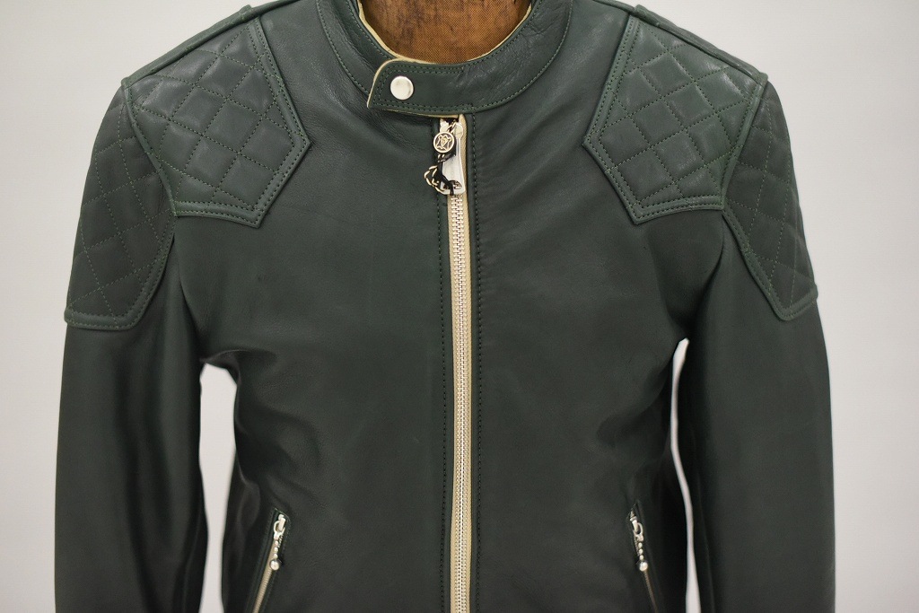 RG 英国 「GOLDTOP」 「The '76 Cafe Racer Jacket」 レザージャケット COLOR：Racing Green　　送料無料