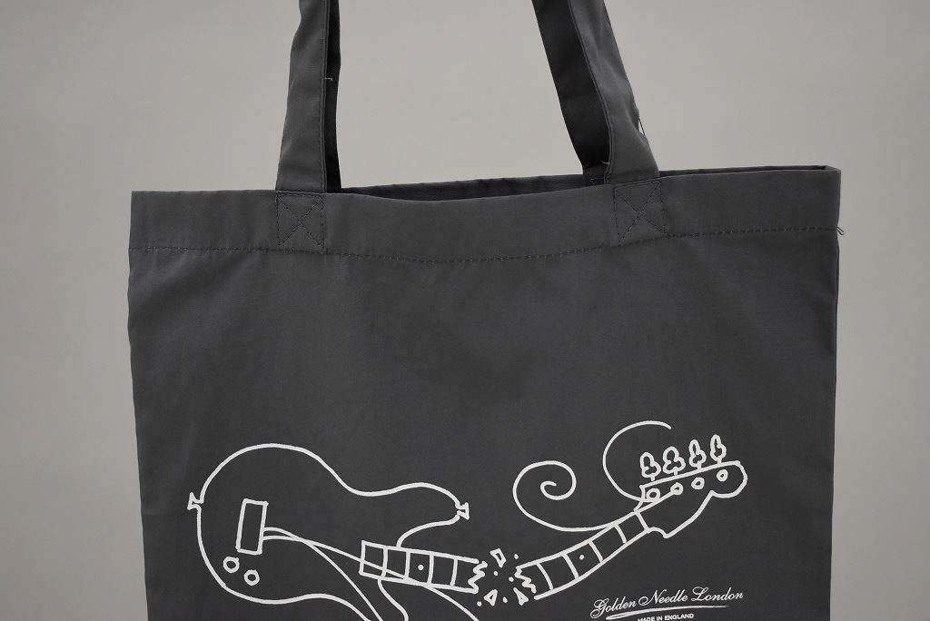 「PAUL SIMONON（THE CLASH)」 「Brocken bass」 GOLDEN NEEDLE LONDON  MADE IN ENGLAND  トートバッグ　GRAY