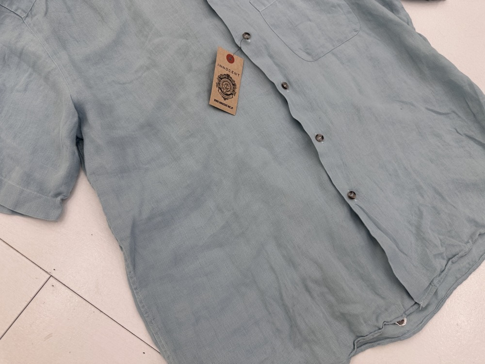 109585 Made in Italy 半袖 リネンシャツ XL グリーン系
