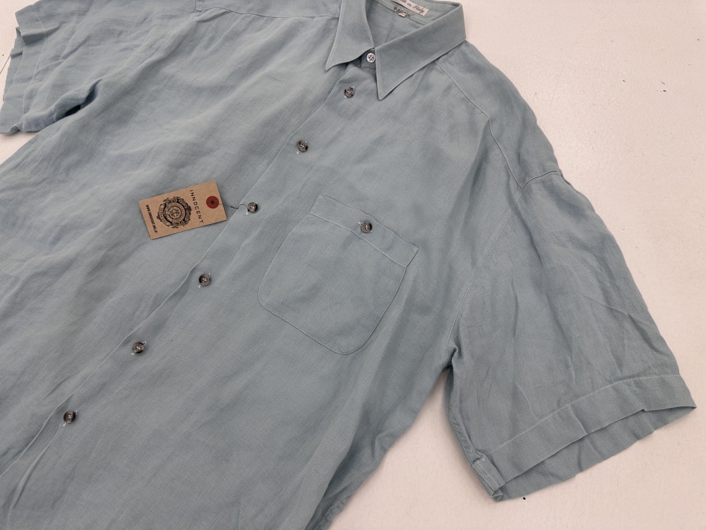 109585 Made in Italy 半袖 リネンシャツ XL グリーン系