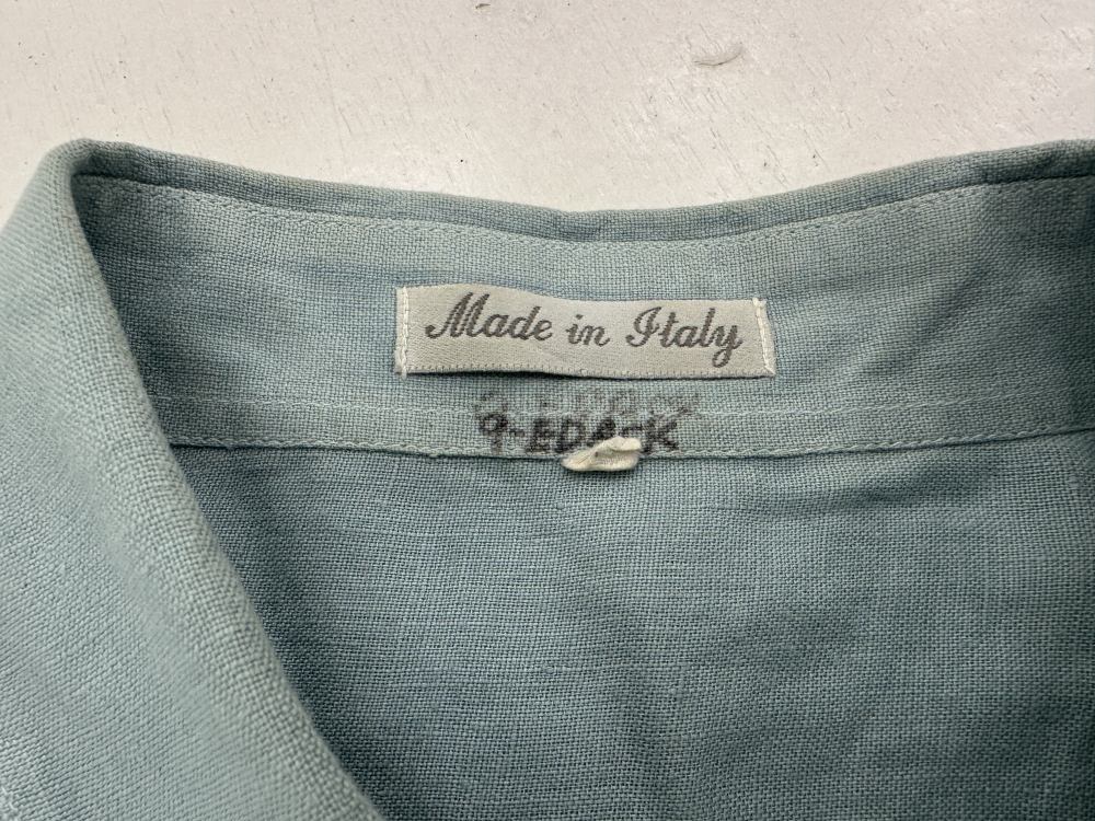 109585 Made in Italy 半袖 リネンシャツ XL グリーン系