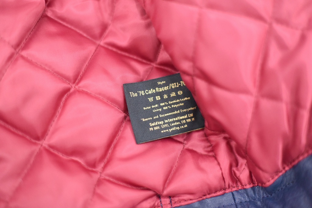 MB 英国 「GOLDTOP」 「The '76 Cafe Racer Jacket」 レザージャケット COLOR：Midnight Blue　　送料無料　5%ポイント還元