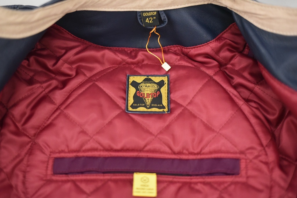 MB 英国 「GOLDTOP」 「The '76 Cafe Racer Jacket」 レザージャケット COLOR：Midnight Blue　　送料無料　5%ポイント還元