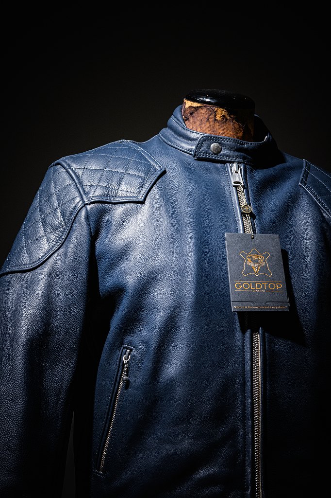 MB 英国 「GOLDTOP」 「The '76 Cafe Racer Jacket」 レザージャケット COLOR：Midnight Blue　　送料無料　5%ポイント還元