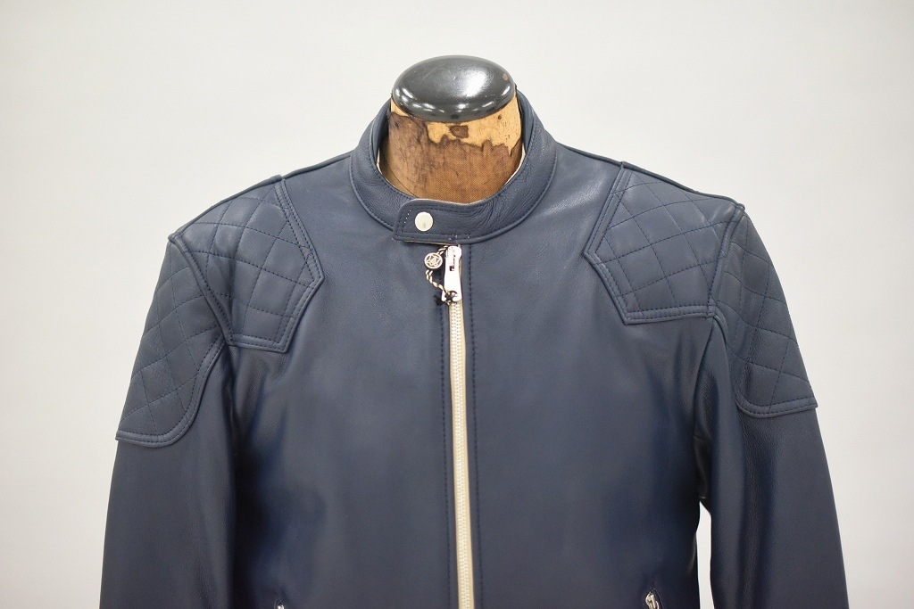 MB 英国 「GOLDTOP」 「The '76 Cafe Racer Jacket」 レザージャケット COLOR：Midnight Blue　　送料無料　5%ポイント還元