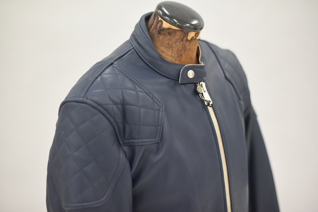 MB 英国 「GOLDTOP」 「The '76 Cafe Racer Jacket」 レザージャケット COLOR：Midnight Blue　　送料無料　5%ポイント還元