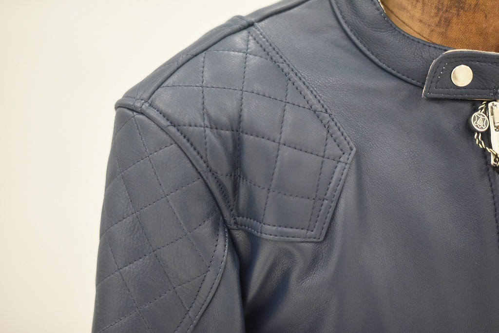 MB 英国 「GOLDTOP」 「The '76 Cafe Racer Jacket」 レザージャケット COLOR：Midnight Blue　　送料無料　5%ポイント還元