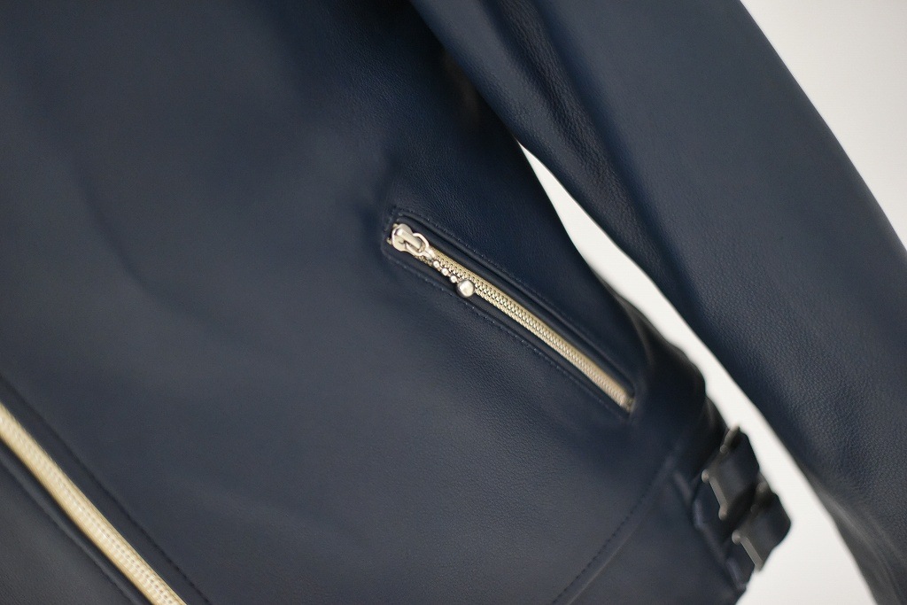 MB 英国 「GOLDTOP」 「The '76 Cafe Racer Jacket」 レザージャケット COLOR：Midnight Blue　　送料無料　5%ポイント還元