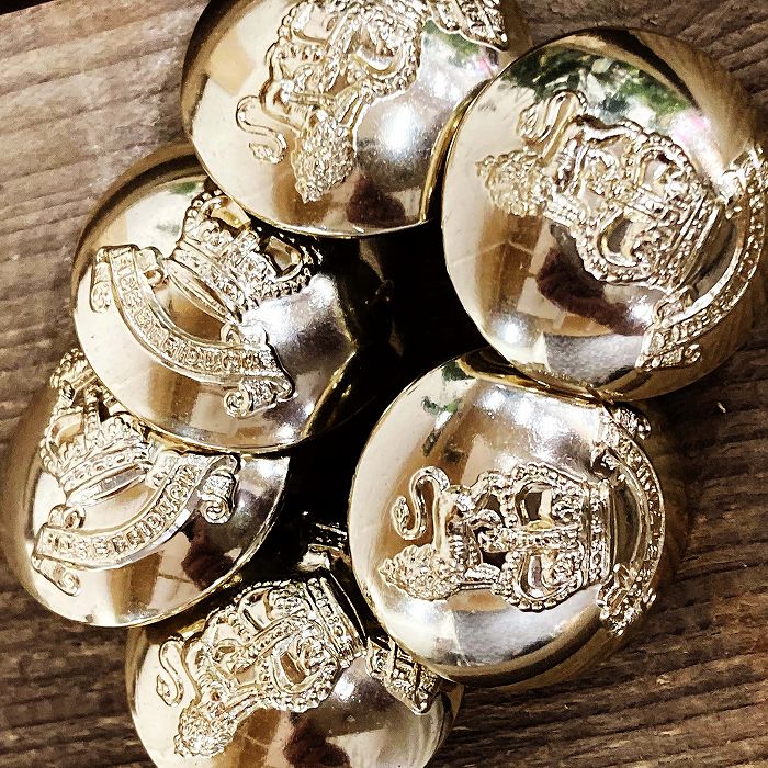 105962 英国 FIDE ET FIDUCIA Royal Army ボタン 6個セット 真鍮製紋章