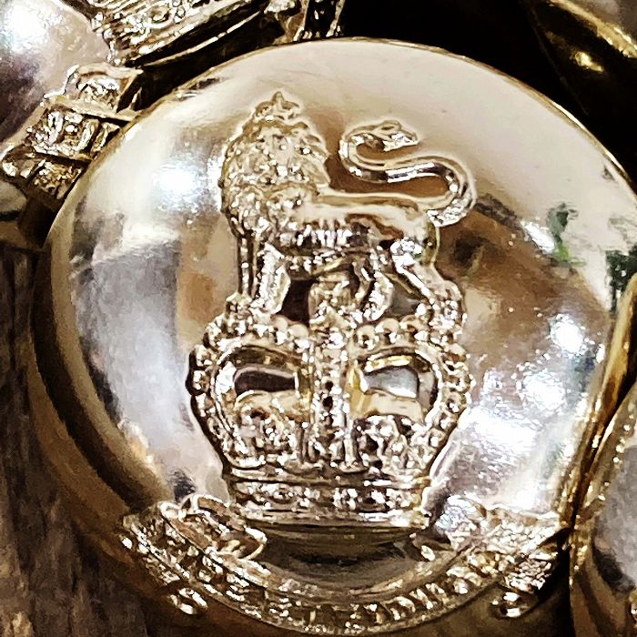 105962 英国 FIDE ET FIDUCIA Royal Army ボタン 6個セット 真鍮製紋章