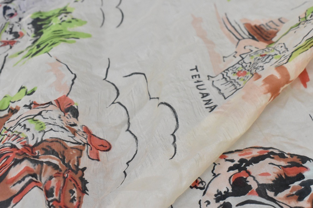 108718 ヴィンテージ 大判 スーベニア カウボーイ スカーフ Souvenir scarf