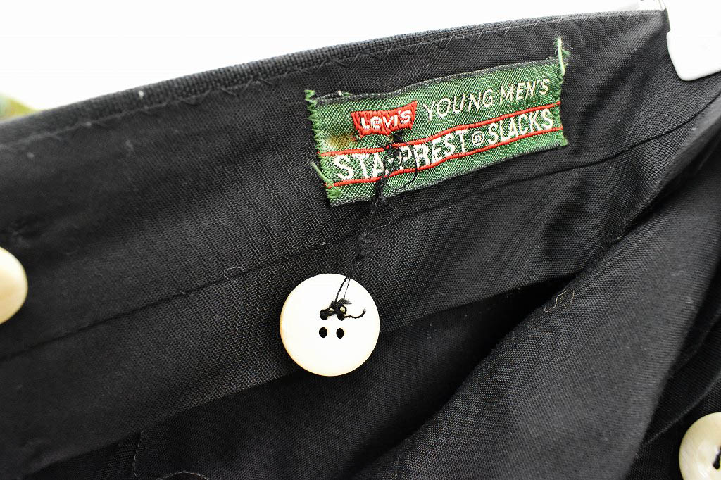 109025 [CO] 「Levi's」スラックス パンツ スタプレ ブラック サスペンダーボタンカスタム
