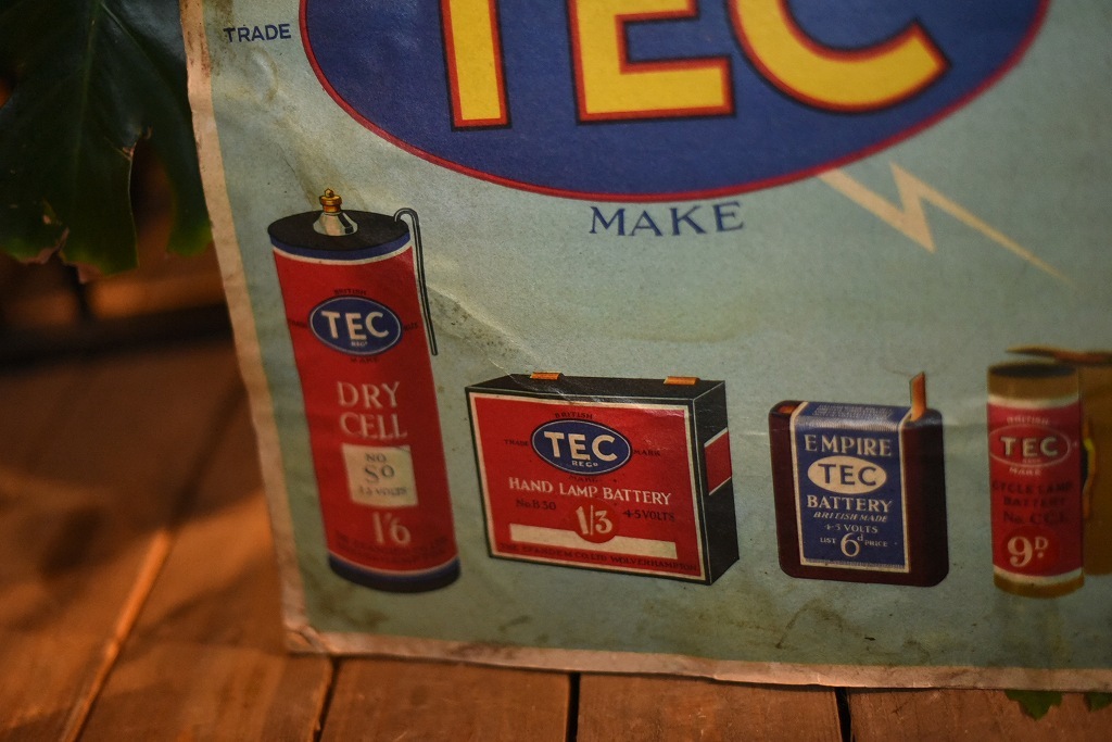 1637 ヴィンテージ　「BRITISH TEC」　看板　サインプレート　 英国製　MADE IN ENGLAND