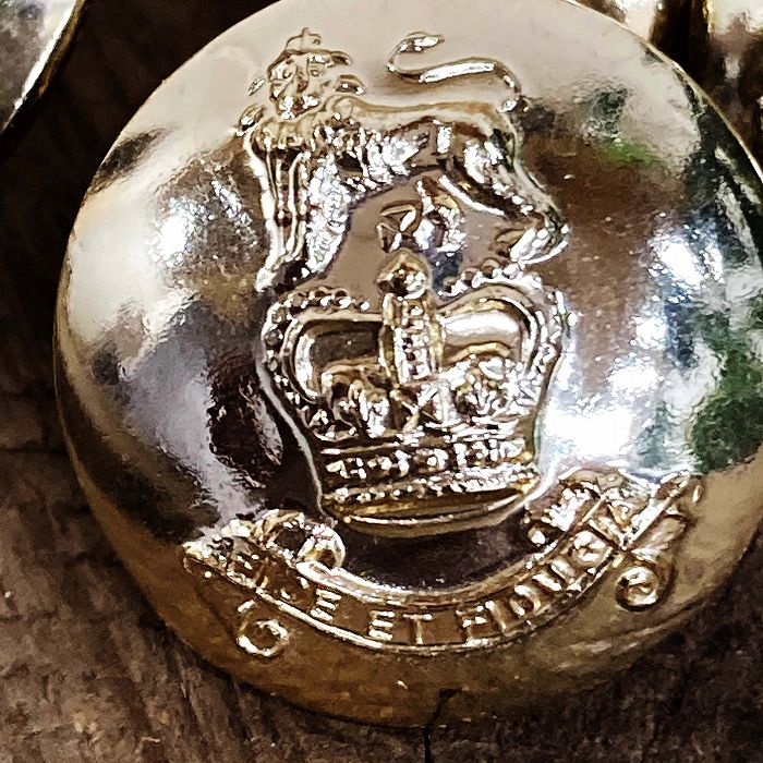 105960 英国　FIDE ET FIDUCIA  Royal Army GAUNT ボタン　6個セット　真鍮製紋章 