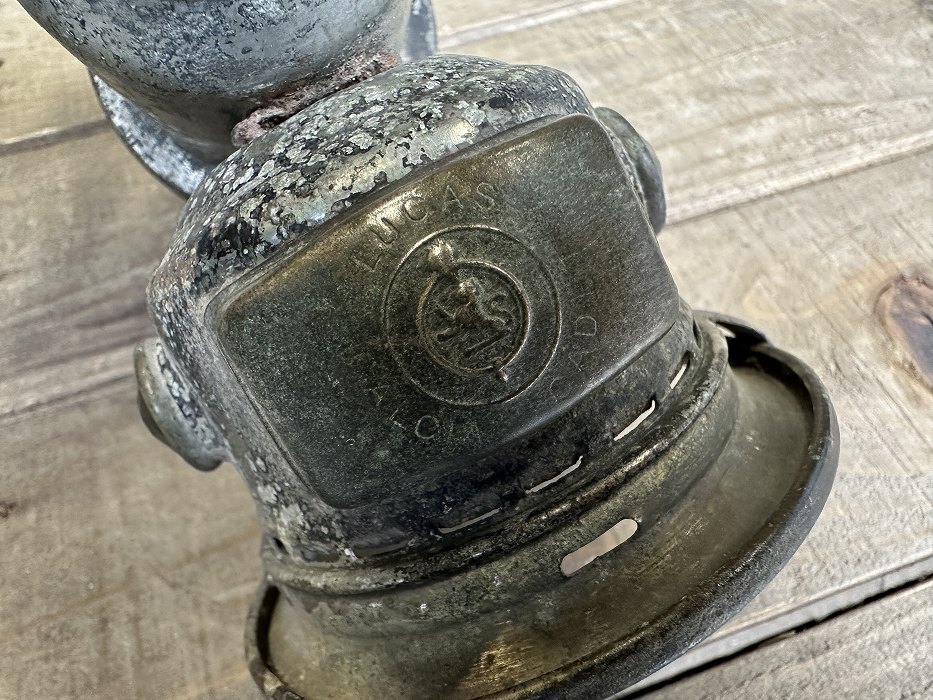 107384 ヴィンテージ 「LUCAS ルーカス」 ENGLAND アセチレンランプ カーバイドランプ レンズヒビあり