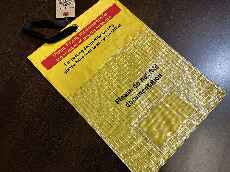 107519 ヴィンテージ 英国 「ROYAL MAIL」 ロイヤルメール PVC イエロー エンベロープ バッグ