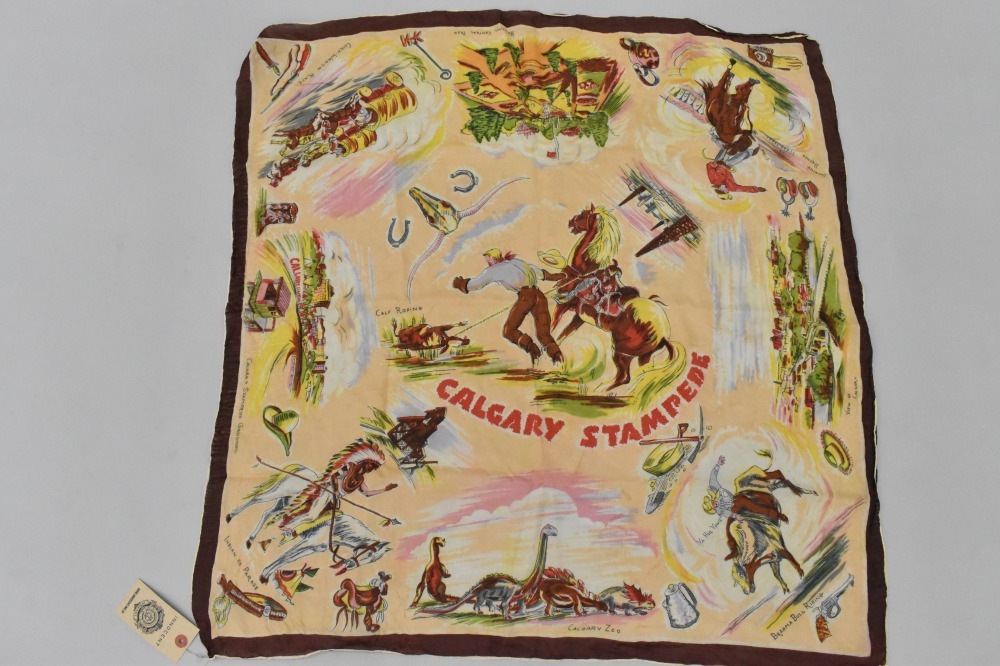 108738 ヴィンテージ 中判 スーベニア カウボーイ スカーフ Souvenir scarf