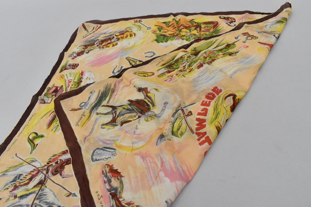 108738 ヴィンテージ 中判 スーベニア カウボーイ スカーフ Souvenir scarf