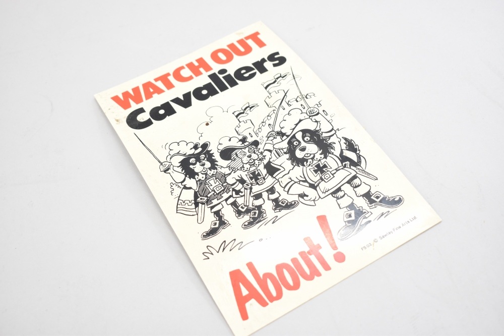 108483 ヴィンテージ 「Watch Out Cavaliers」犬 英国騎士団 看板 ヴィンテージサイン イギリス