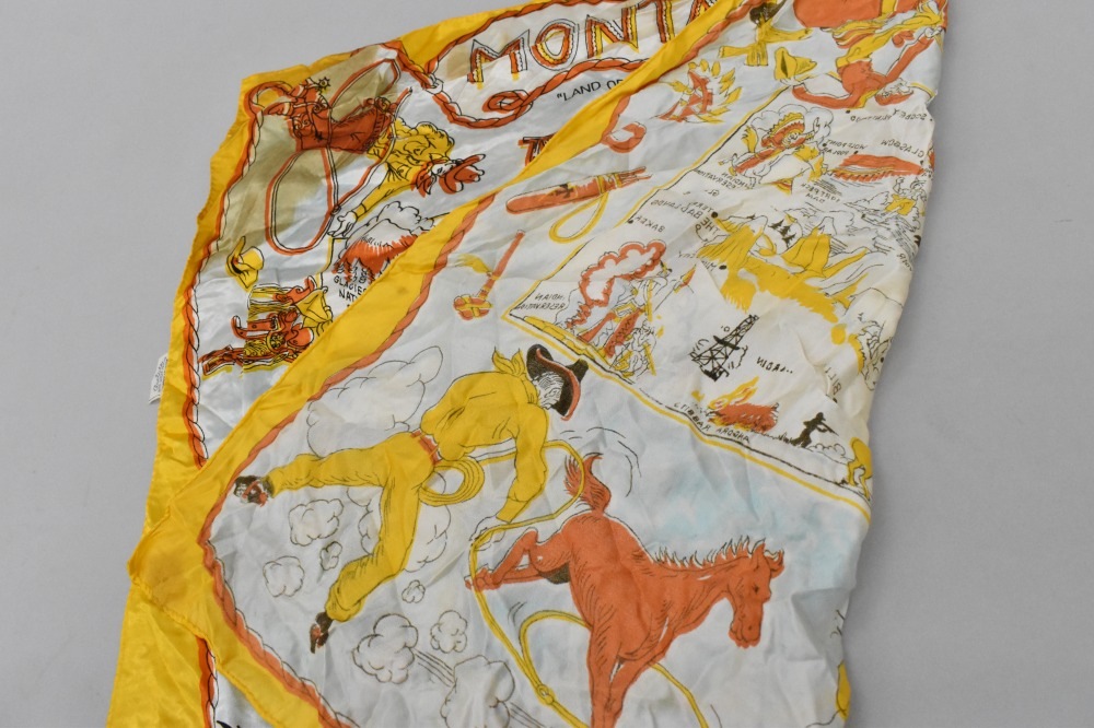 108731 ヴィンテージ 中判 スーベニア カウボーイ スカーフ Souvenir scarf