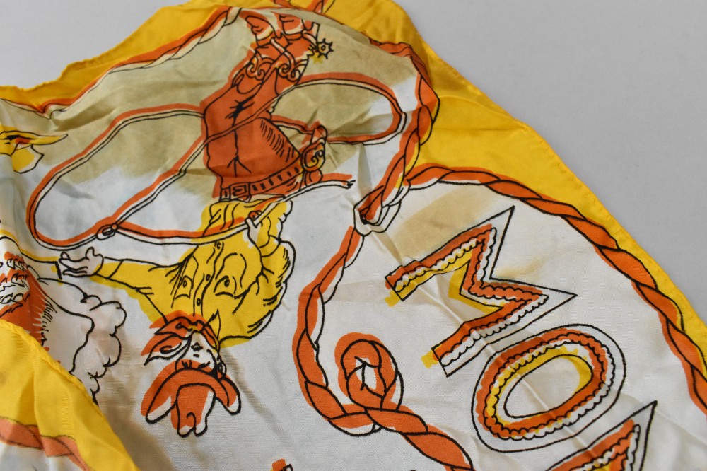 108731 ヴィンテージ 中判 スーベニア カウボーイ スカーフ Souvenir scarf