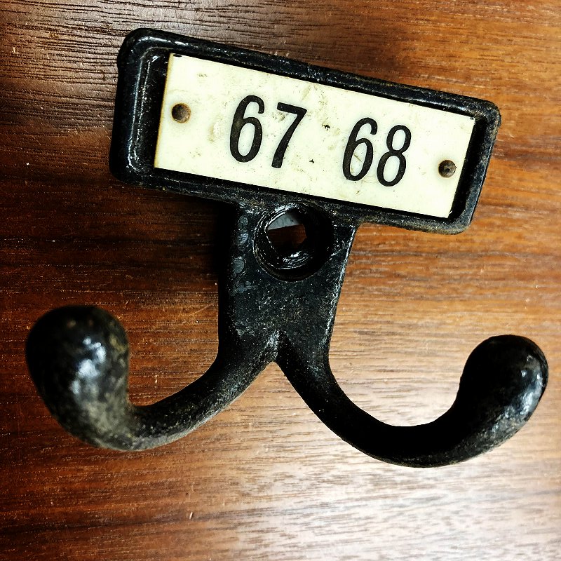 A0068 ヴィンテージ アイアン ショートフック ウォールハンガー　ショートダブルフック