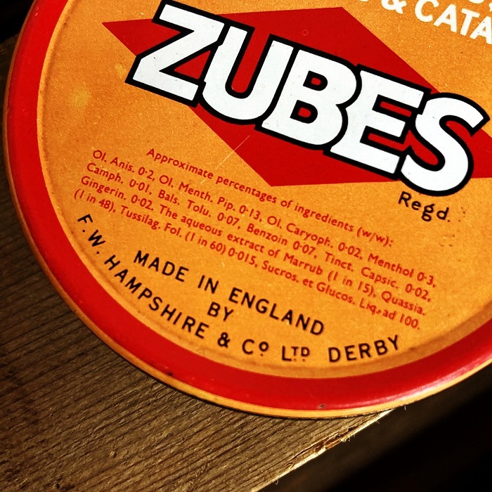 105920 ヴィンテージ　「ZUBES F.W.HAMPSHIRE & Co.LTD」　丸缶 MADE IN ENGLAND 英国製