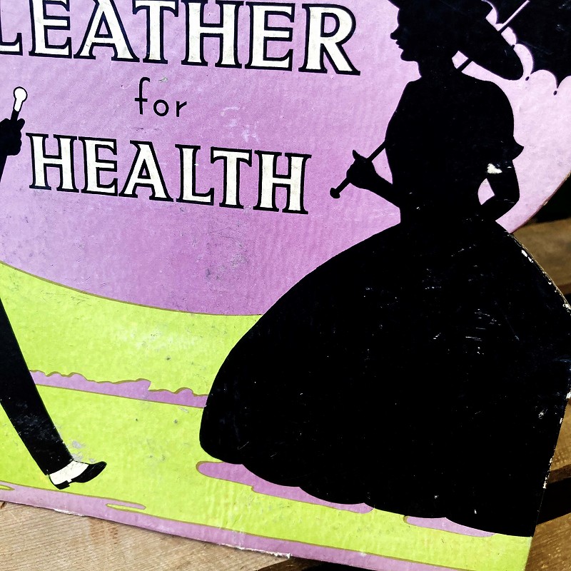 2034 ヴィンテージ　「WALK on LEATHER for HEALTH」 ペーパーサイン　サインボード　POP