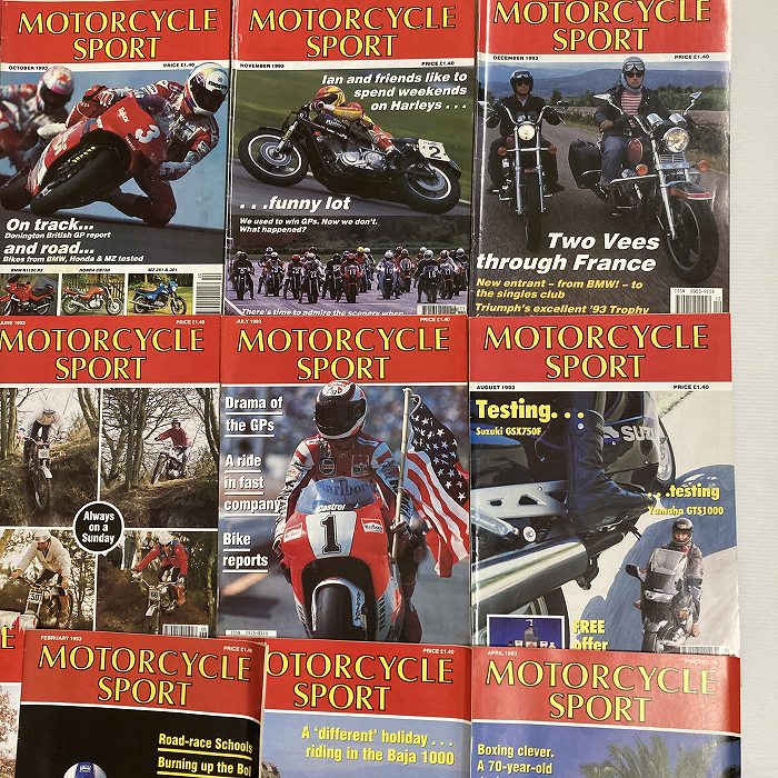 B4413　1993　12冊セット 「MOTORCYCLE SPORT」 モーターサイクルスポーツ 表紙汚れあり　英国 旧車雑誌