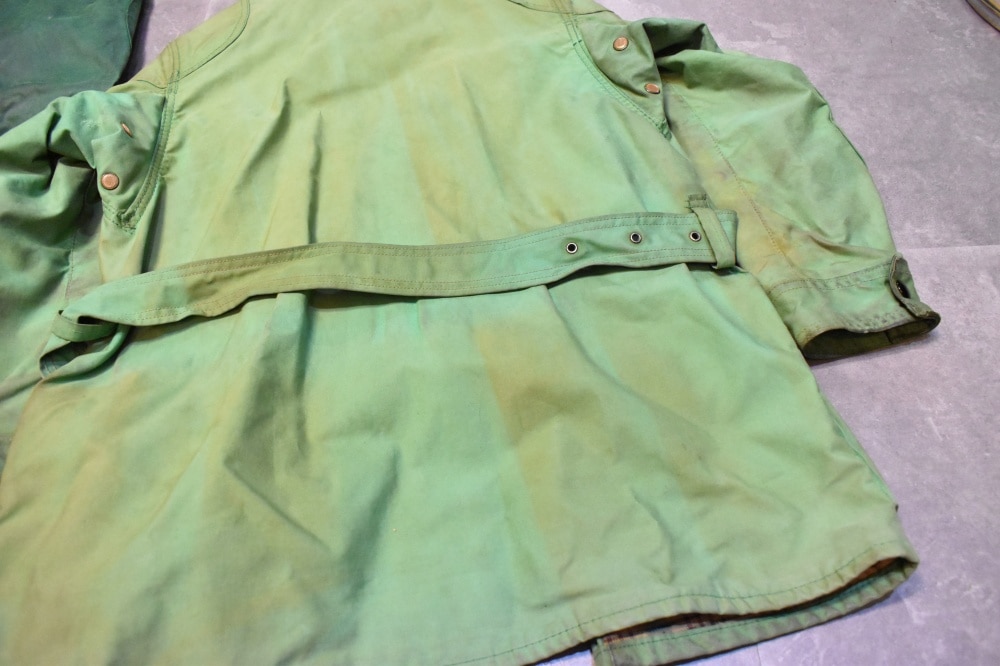 108649 1970s-1980s「Belstaff Trialmaster」ベルスタッフ トライアルマスター 希少 グリーン ジャケット&パンツ、セットアップ オイルドクロス