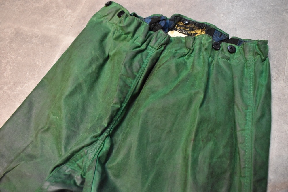 108649 1970s-1980s「Belstaff Trialmaster」ベルスタッフ トライアルマスター 希少 グリーン ジャケット&パンツ、セットアップ オイルドクロス