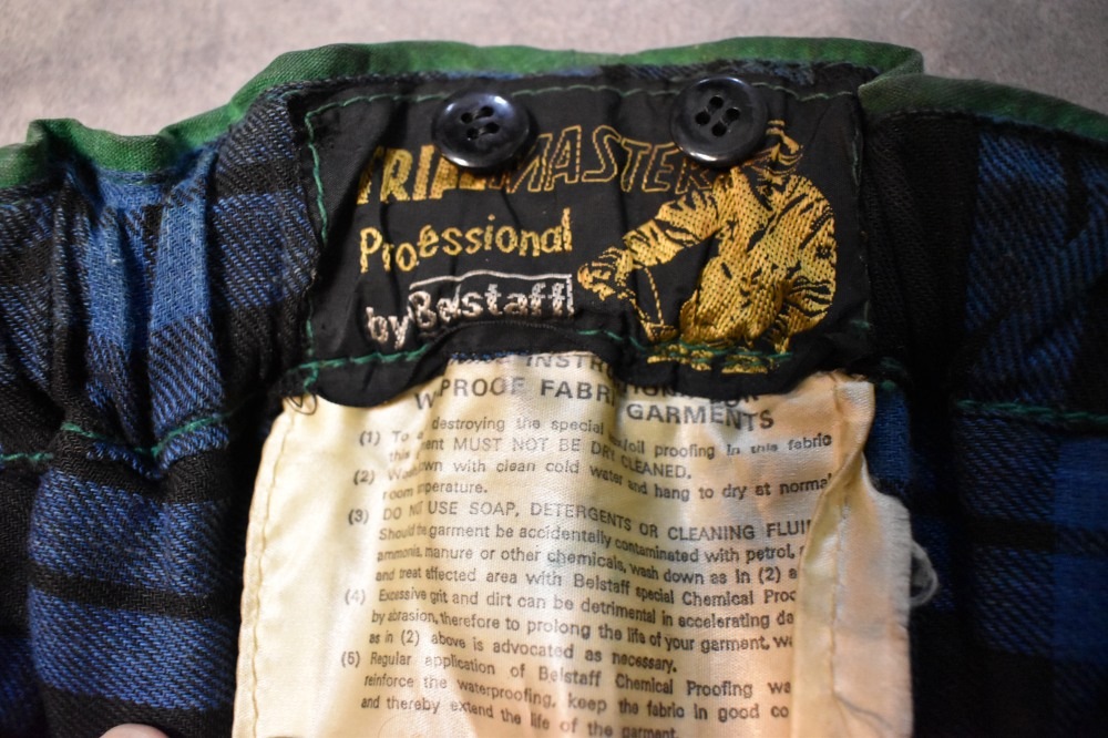 108649 1970s-1980s「Belstaff Trialmaster」ベルスタッフ トライアルマスター 希少 グリーン ジャケット&パンツ、セットアップ オイルドクロス